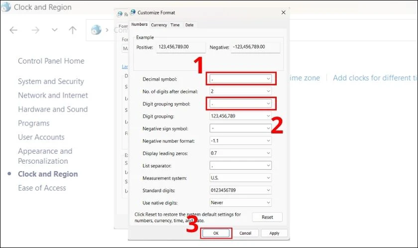 Hướng dẫn chuyển dấu chấm, dấu phẩy trong Excel trên Windows