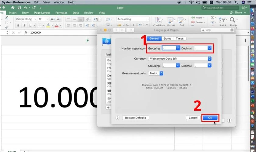 Excel Macbook sửa lỗi định dạng số thập phân có khó không