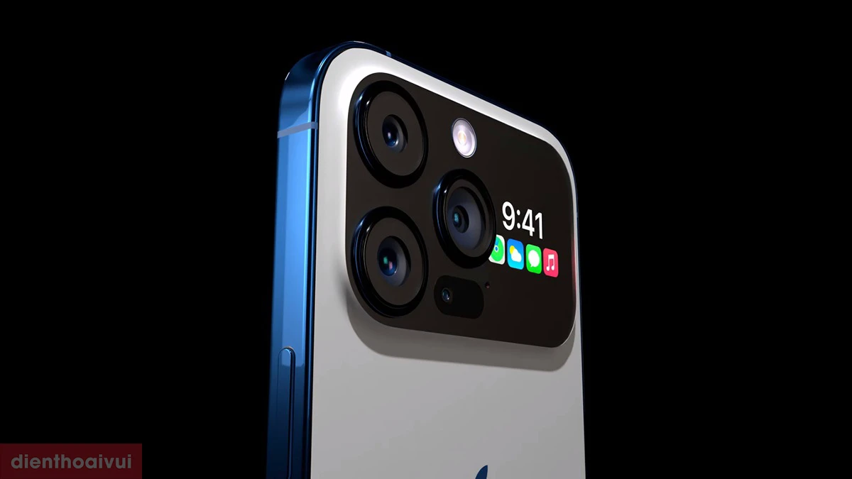Cụm camera sau tr&ecirc;n m&aacute;y cũng được thay đổi với m&agrave;n h&igrave;nh phụ t&iacute;ch hợp hiển thị th&ocirc;ng b&agrave;o v&agrave; thời gian
