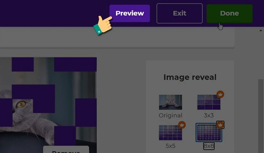 nhấn vào preview để xem thử câu hỏi