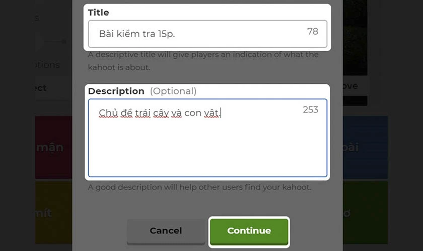 đặt tiêu đề cho bộ câu hỏi trên kahoot.it đăng nhập