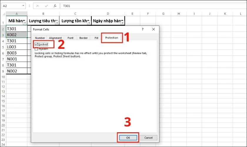 c&aacute;ch kh&oacute;a c&aacute;c &ocirc; c&ocirc;ng thức trong file excel