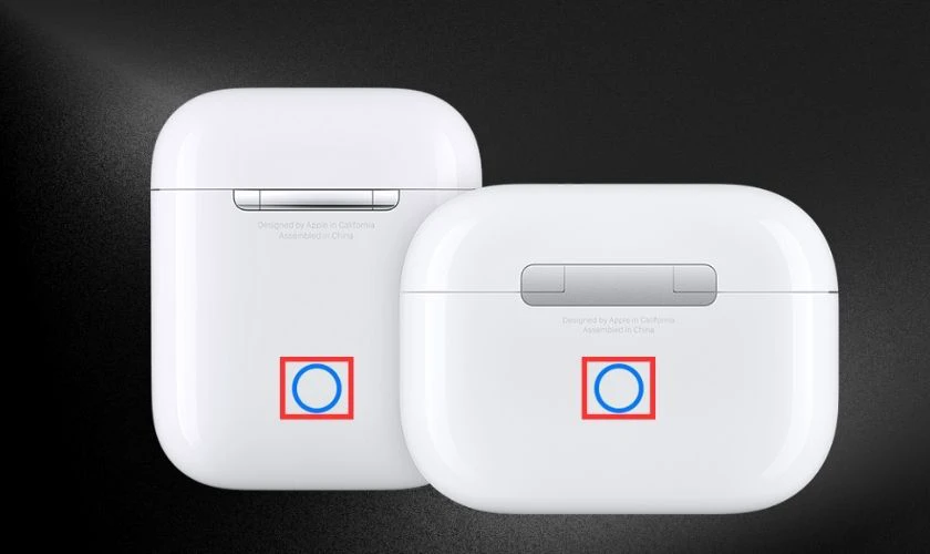 Nhấn giữ n&uacute;t tr&ograve;n v&agrave; quan s&aacute;t khi AirPods kh&ocirc;ng kết nối được với thiết bị, kh&ocirc;ng t&igrave;m thấy