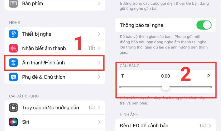 V&agrave;o mục &Acirc;m thanh/H&igrave;nh ảnh rồi k&eacute;o thanh trượt