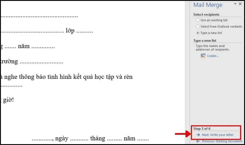Chọn v&agrave;o Next write your letter 