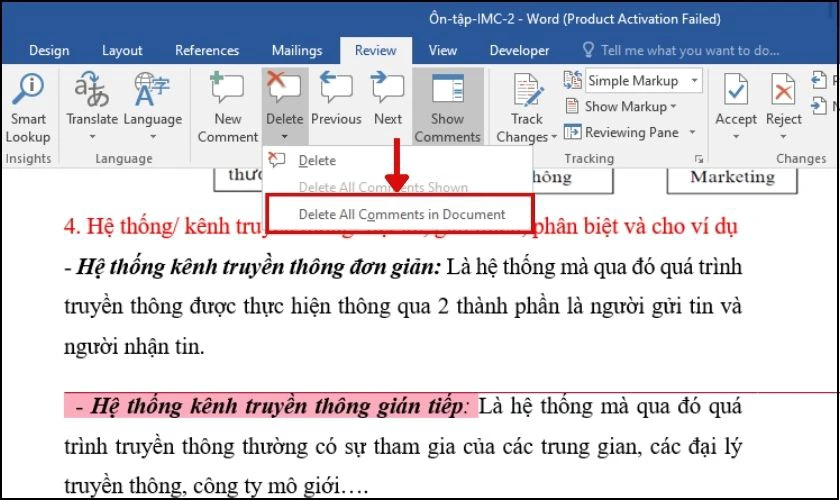 Hướng dẫn c&aacute;ch x&oacute;a to&agrave;n bộ phần comment 