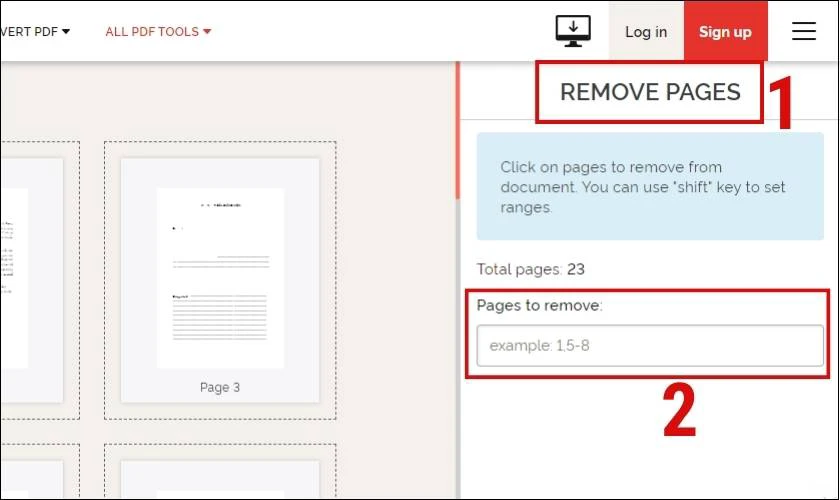 Chọn và xóa bớt trang trong pdf