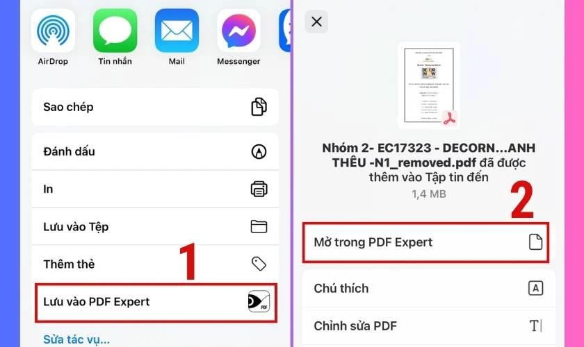 Chọn mở trong phần mềm