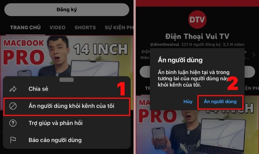 C&aacute;ch chặn k&ecirc;nh YouTube tr&ecirc;n điện thoại 