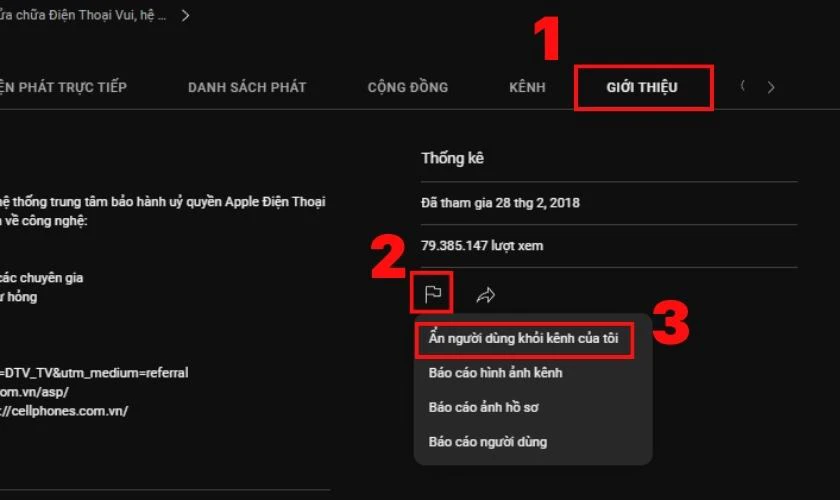 C&aacute;c bước tực hiện c&aacute;ch chặn k&ecirc;nh YouTube tr&ecirc;n laptop 