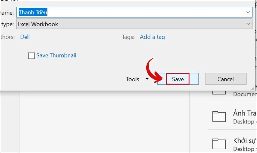 Chọn Save để lưu lại file 