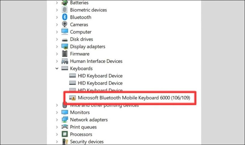 Mở kh&oacute;a b&agrave;n ph&iacute;m tại mục Device 