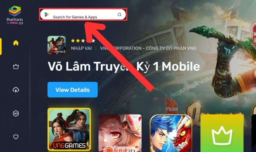 Tìm kiếm phần mềm Capcut trong kho BlueStacks
