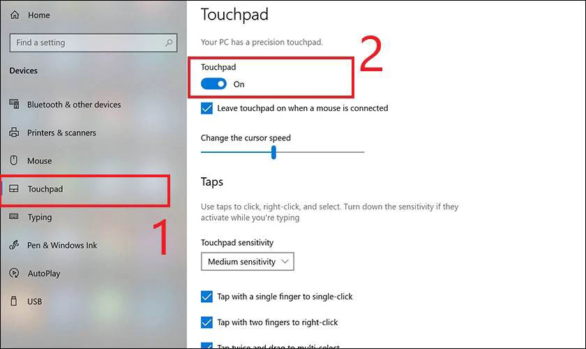 Mở khóa chuột laptop trên Windows 10, 8
