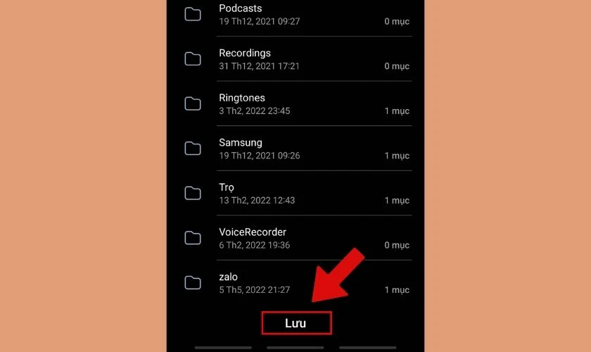 Chọn mục cần lưu và chọn Lưu