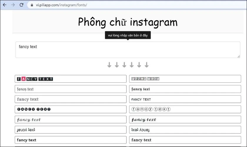 Piliapp đổi font chữ nhiều thiết kế độc lạ