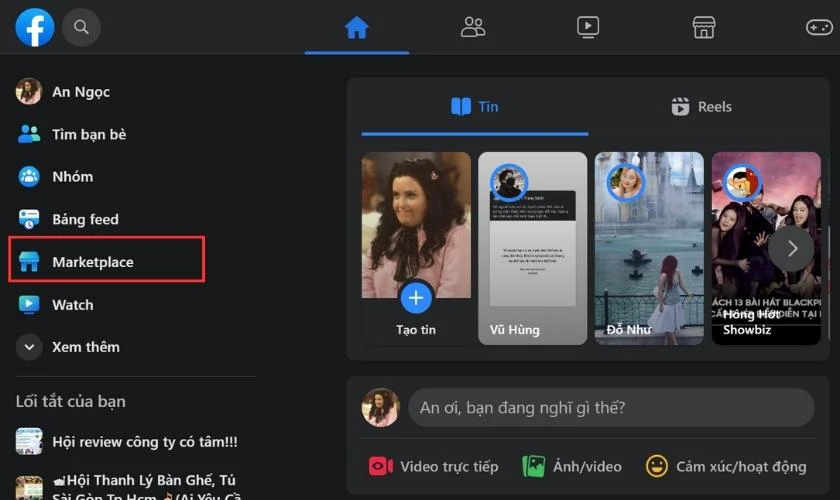 Thực hiện mở, tắt Marketplace Facebook tr&ecirc;n m&aacute;y t&iacute;nh