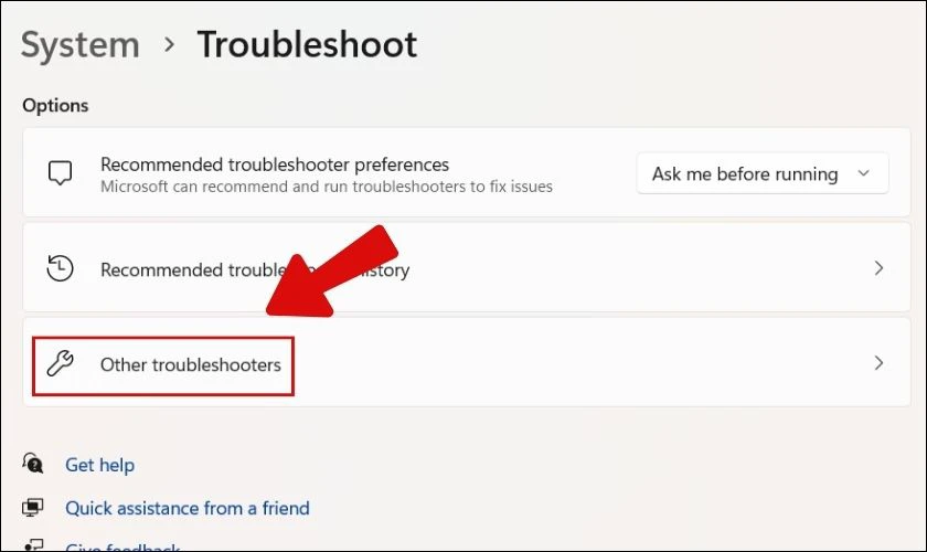 chọn Other troubleshooters
