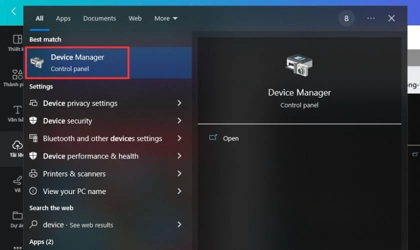 T&igrave;m v&agrave; truy cập v&agrave;o Device Manager
