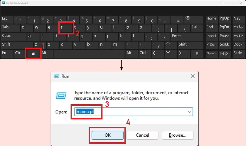 Sửa lỗi mất con trỏ chuột trên màn hình laptop bằng hộp thoại Run