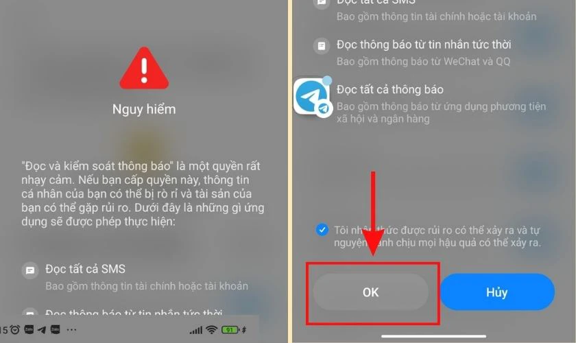 Giao diện cảnh b&aacute;o 