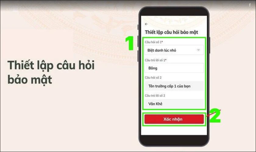 Tự đặt c&acirc;u hỏi bảo mật để đảm bảo th&ocirc;ng tin VNeID kh&ocirc;ng bị lộ