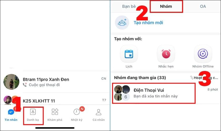 Hướng dẫn c&aacute;ch x&oacute;a nh&oacute;m chat Zalo tr&ecirc;n điện thoại
