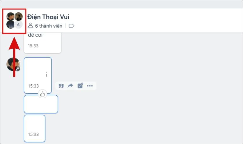 Nhấn chọn v&agrave;o avatar của nh&oacute;m của m&igrave;nh