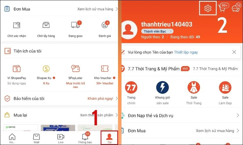 C&aacute;ch x&oacute;a t&agrave;i khoản Shopee trong 3 gi&acirc;y