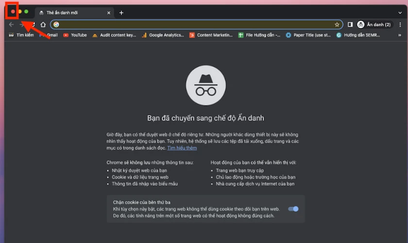 Cách tắt trang web Chrome ẩn danh trên máy Mac